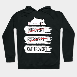 Introvert Extrovert Cat-trovert Funny Distressed Look Hoodie